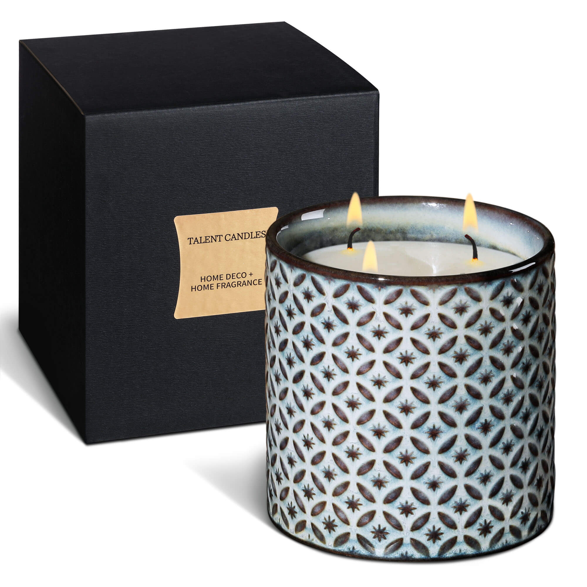 Picture of Nostalgic Ceramic Jar Candles, Long-Lasting Scented Candles, 3 Cotton Wicks, Perfect for Bedroom, Kitchen, Bath, Apple Cinnamon & Clove